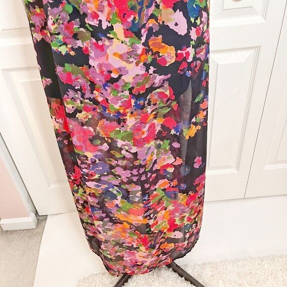 W118 Walter Baker NWT Floral Marble Sleeveless Sheer Racerback Lined Maxi Dress - Picture 9 of 15